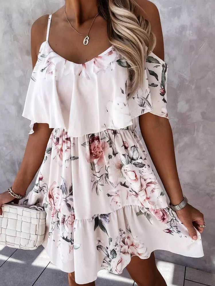 Luna - Off-Shoulder Bloemenprint Mini Jurk