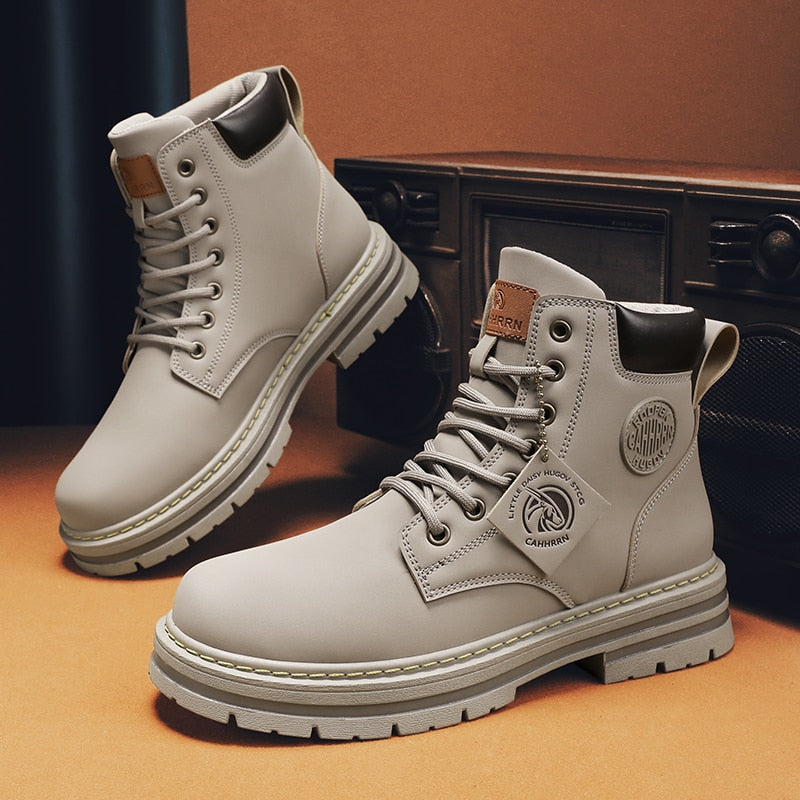 Stijlvolle Warmte - Heren Leren High Top Laarzen