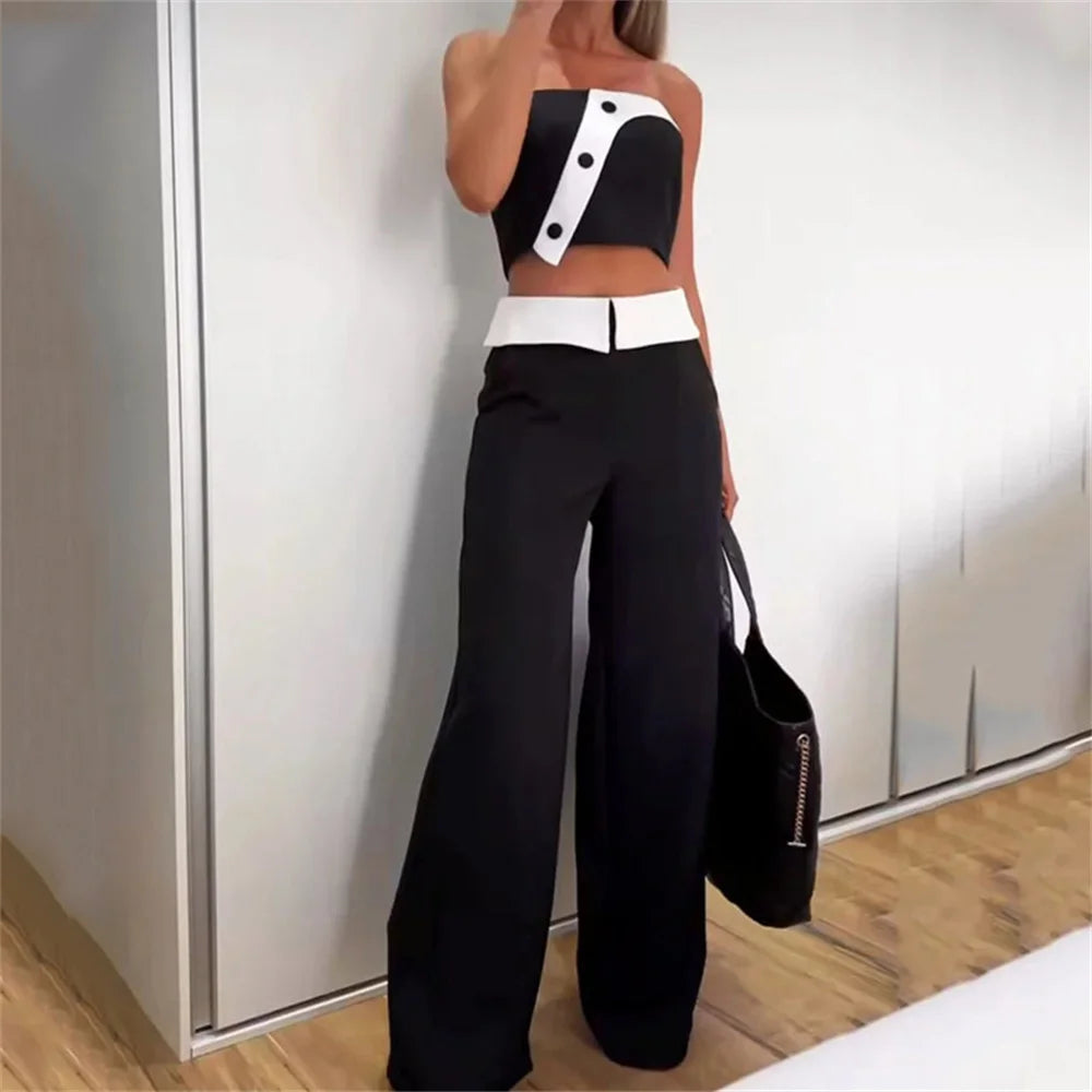 Sam - Crop Top & Wijde Broek met Hoge Taille set