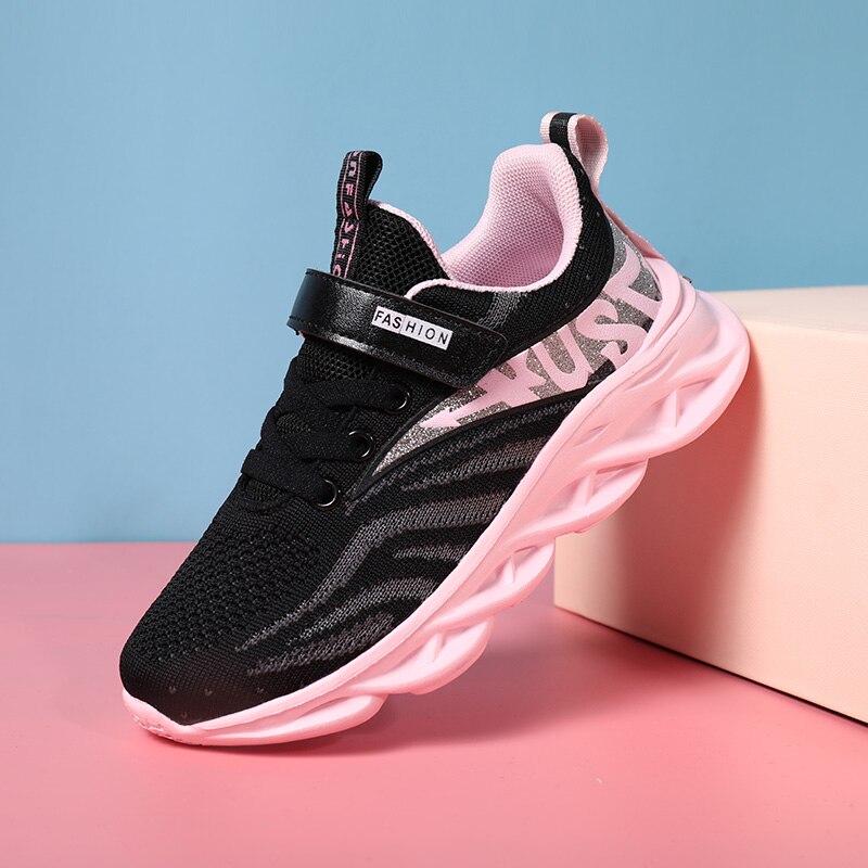 Zoë - Ademende dames sneakers (Zwart-Roze)