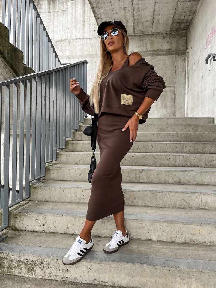 Sharon - Elegante Set Met Rok En Trui